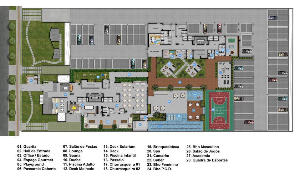 Mapa das areas de lazer breeze residence